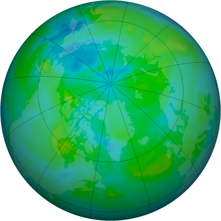 Arctic ozone map for 22 August 1996
